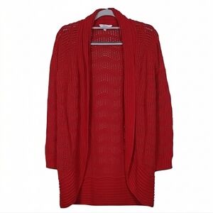 Candie's Vibrant Red Open-Knit Cardigan